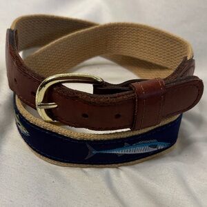 Stylish Brown and Blue Fish Pattern Belt